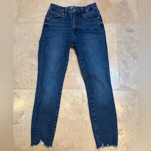 Good American High Waist Crop Chewed Hem Skinny Jeans